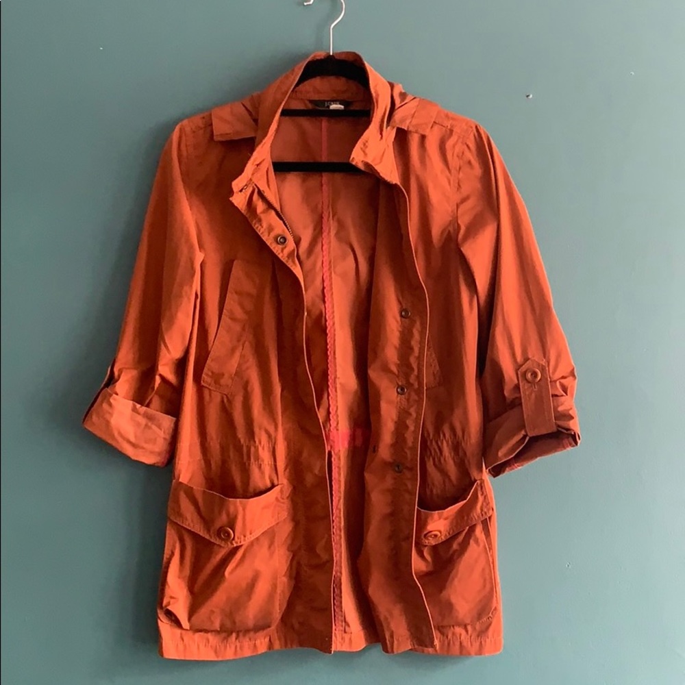J Crew Burn Orange Windbreaker Jacket